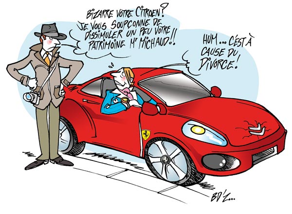 Une ferrari maquillée en citroën pour éviter le partage des biens